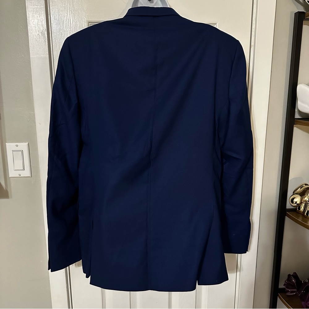 Zara Man 42 Slim Fit Navy Blue Two Button Blazer Sport Coat - Picture 2 of 6